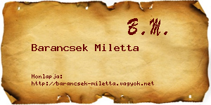 Barancsek Miletta névjegykártya